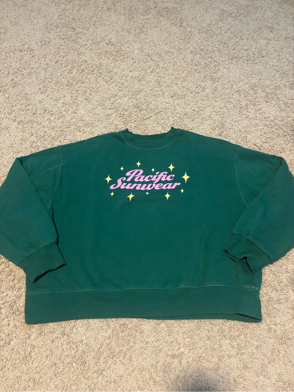 Pacific Sunwear Dark Green Crewneck Sweatshirt with Black Label